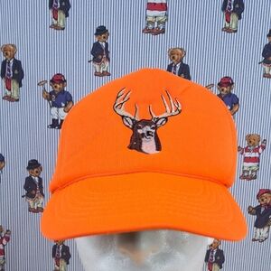 Vintage Big Buck Deer stitched thick foam orange & brown hunting snapback hat